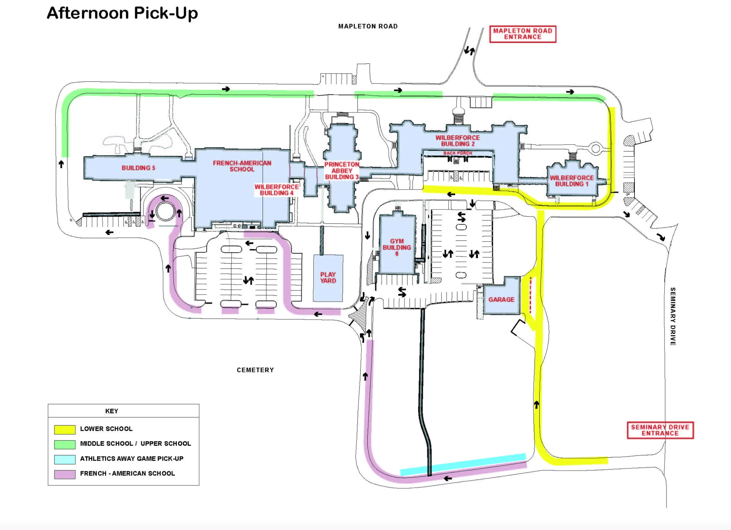The Wilberforce School Afternoon Pick-Up Locations Map